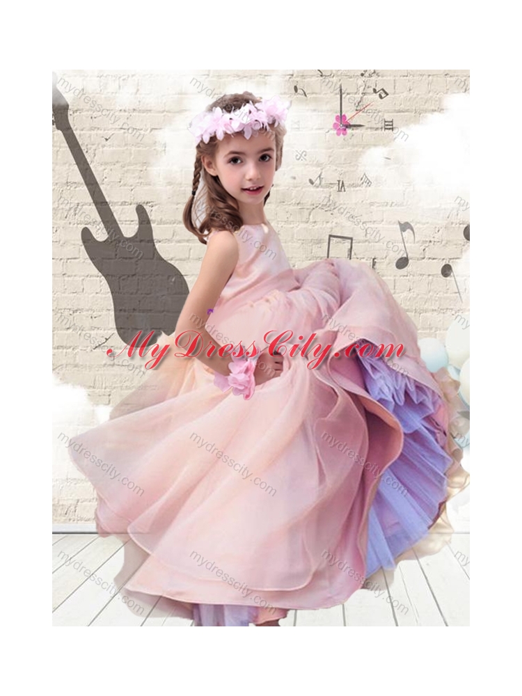 2016 Pretty Ball Gown Peach Little Girls Pageant Dresses with Bowknot