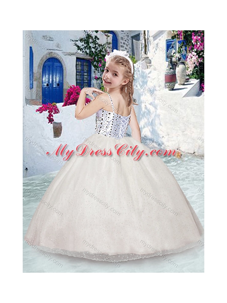 2016 Beautiful Spaghetti Straps Pink Little Girl Pageant Dresses with Beading