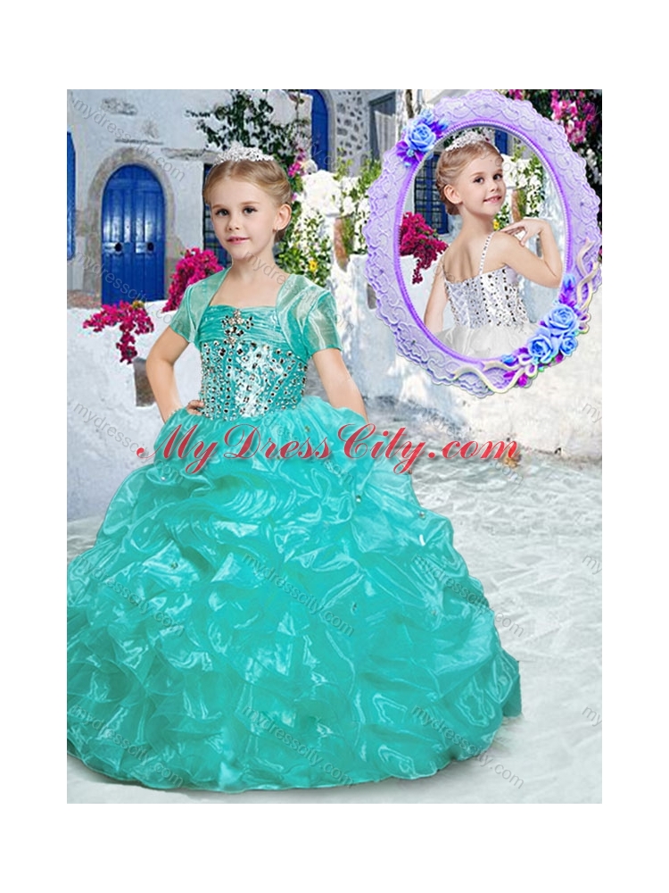 2016 Spaghetti Straps Little Girl Pageant Dresses with Beading and Ruffles