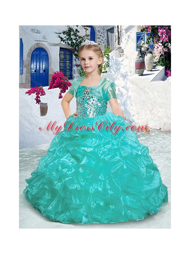 2016 Spaghetti Straps Little Girl Pageant Dresses with Beading and Ruffles