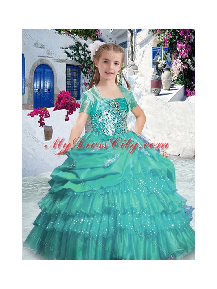 2016 Hot Sale Spaghetti Straps Little Girl Pageant Dresses with Ruffled Layers