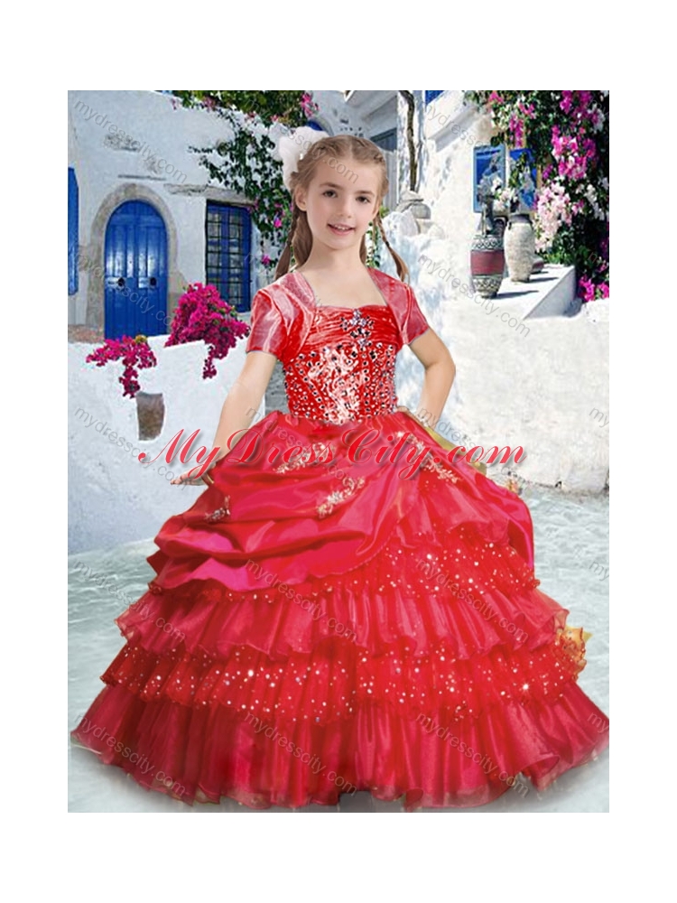 2016 Hot Sale Spaghetti Straps Little Girl Pageant Dresses with Ruffled Layers