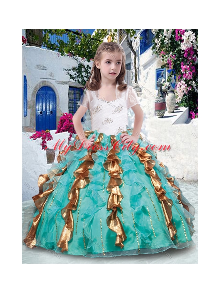 2016 Top Selling Straps Little Girl Pageant Dresses with Beading and Ruffles