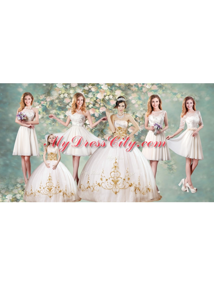 Discount Strapless Quinceanera Dresses and Lovely Scoop Mini Quinceanera Dresses and Beautiful Champagne Short Dama Dresses