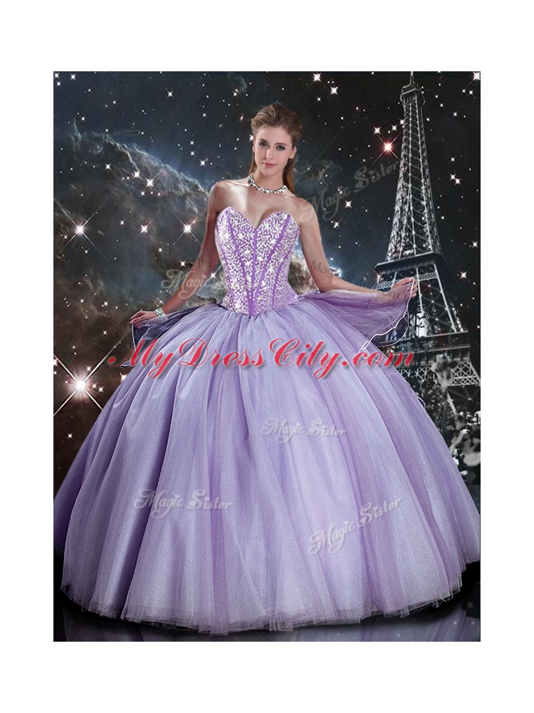 Exclusive Lavender Quinceanera Dresses and Simple Straps Mini Quinceanera Dresses and Beautiful Beading Ball Gown Dama Dresses