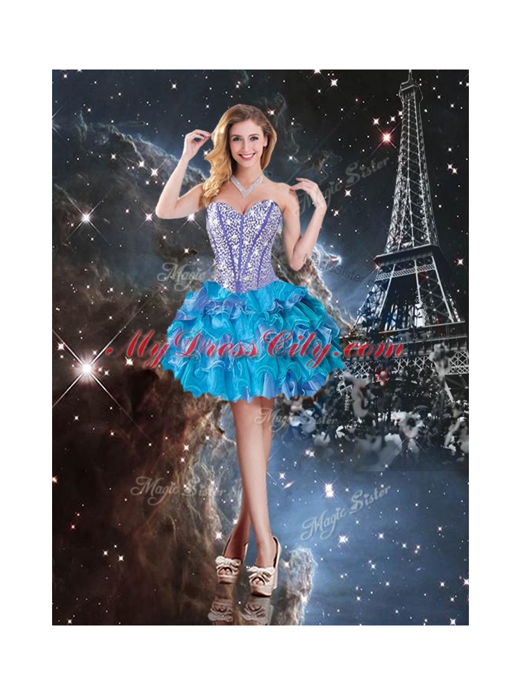 Modest Ruffled Layers Quinceanera Dresses and Cheap Multi Color Mini Quinceanera Dresses and Latest Beading Dama Dresses