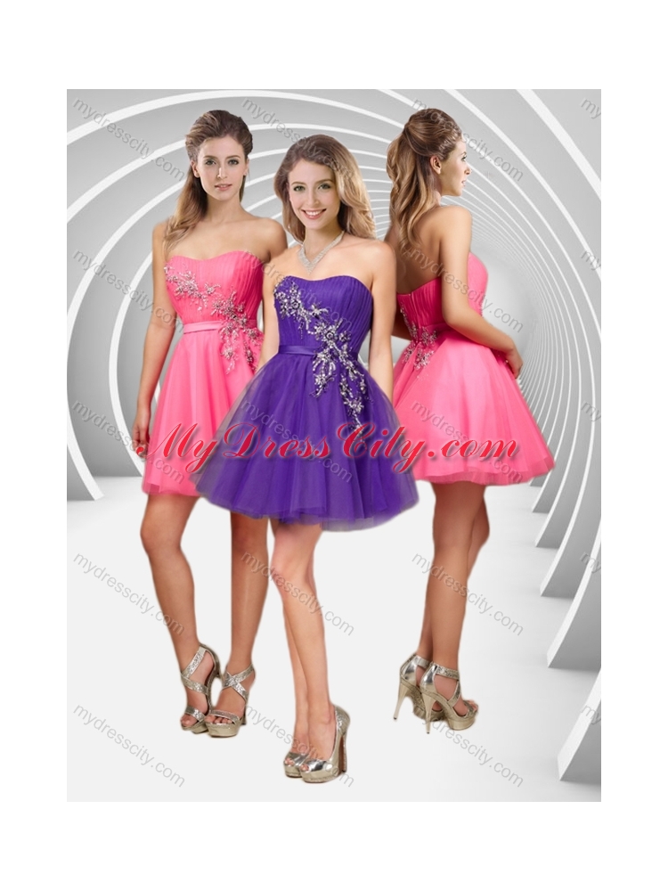 2016 Latest A Line Applique with Beading Short Prom Dress in Tulle
