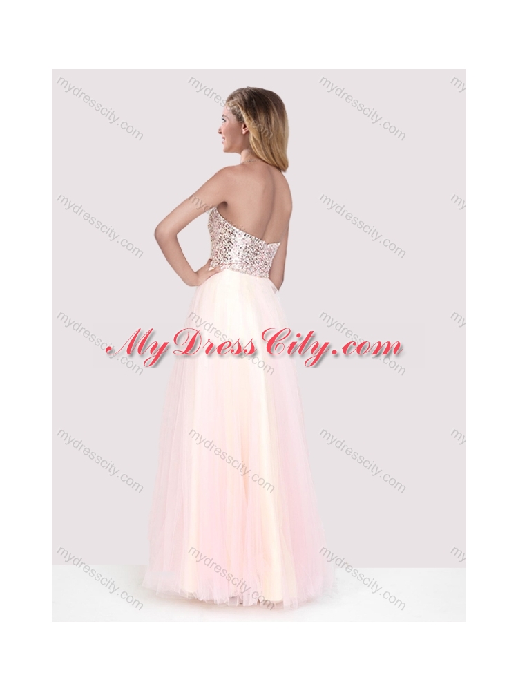 2016 Luxurious Empire Tulle Long Prom Dress with Beaded Bodice