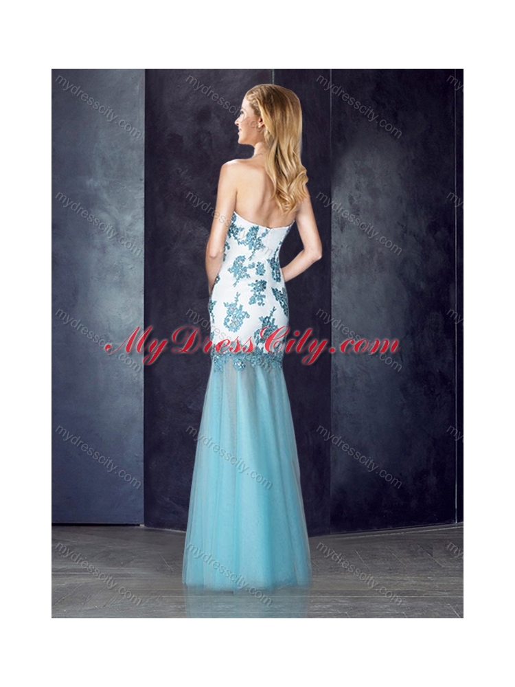 2016 Column Applique Aqua Blue Cheap Bridesmaid Dresses in Tulle