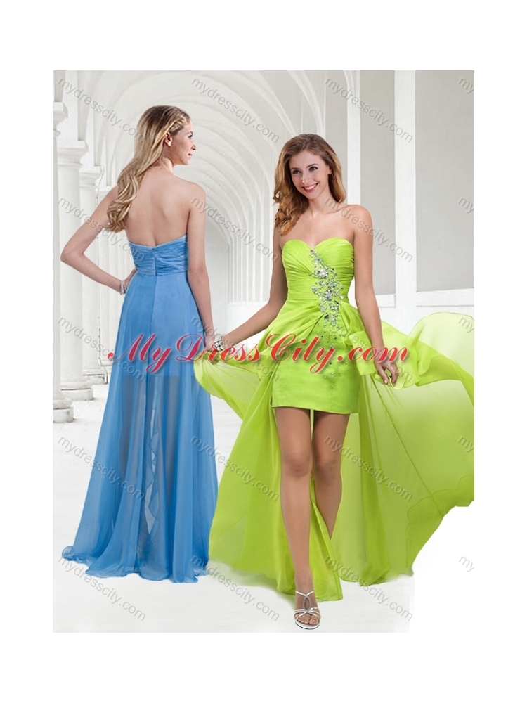 Classical Chiffon Beaded Yellow Green Long  Bridesmaid Dress with Empire