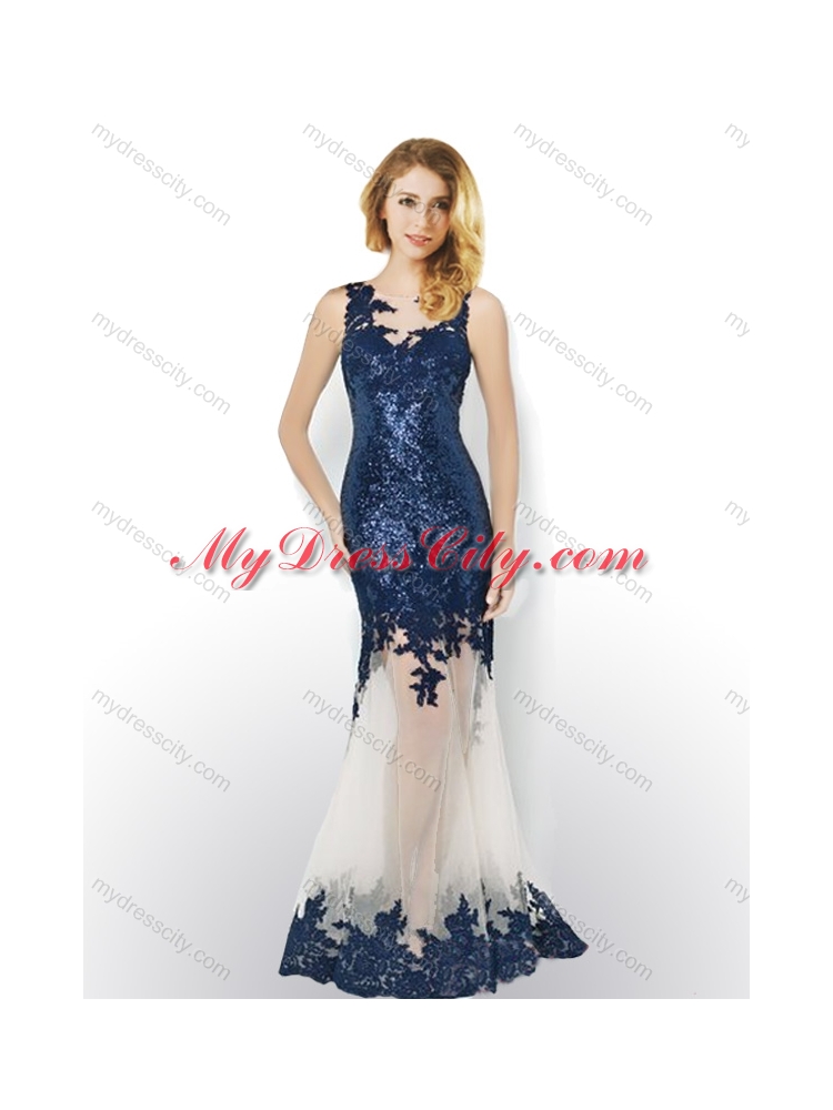 2016 Beautiful Sequined and Applique Navy Blue Junior Bridesmaid Dresses with Brush Train