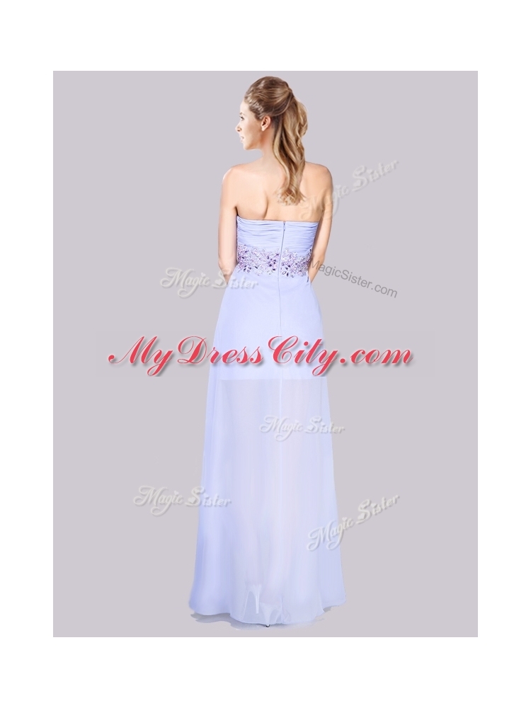 2016 Low Price Short Inside Long Outside Lavender Junior Bridesmaid Dresses in Chiffon