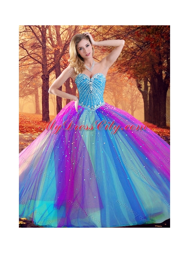 2016 Big Puffy Beaded Quinceanera Dress in Multi Color