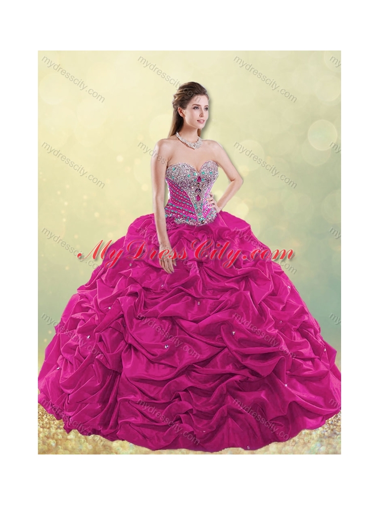 Gorgeous Really Puffy Beaded and Bubble Quinceanera Dress in Taffeta