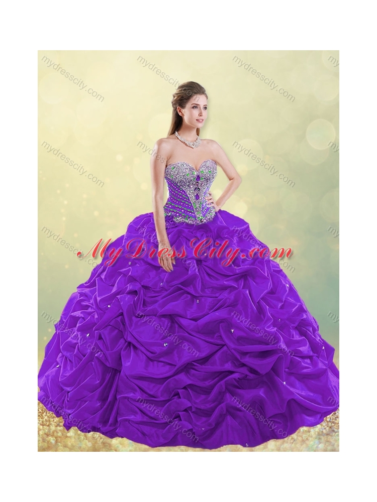 Gorgeous Really Puffy Beaded and Bubble Quinceanera Dress in Taffeta
