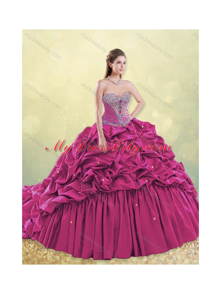 Elegant Taffeta Blue Quinceanera Dress with Beading and Bubbles