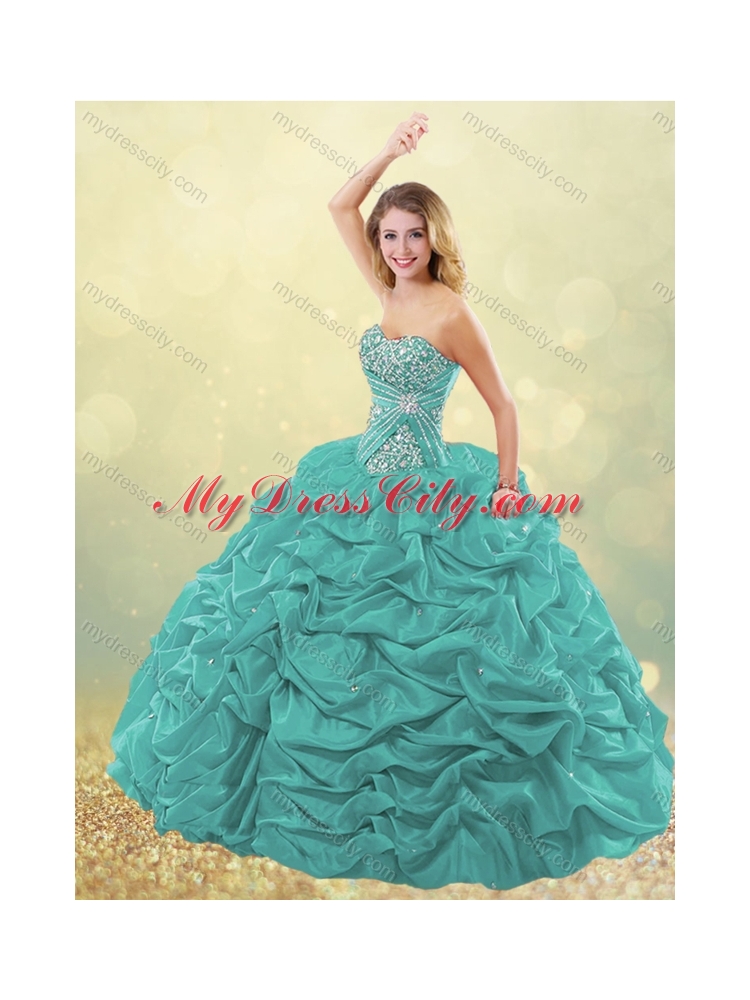 New Style Puffy Skirt Bubble Red Quinceanera Dress in Taffeta