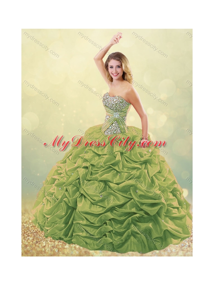 New Style Puffy Skirt Bubble Red Quinceanera Dress in Taffeta