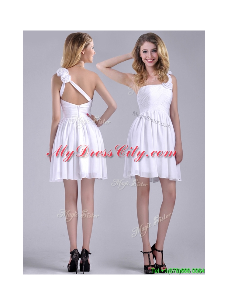 Classical Criss Cross White Dama Dress with Hand Crafted Flowers
