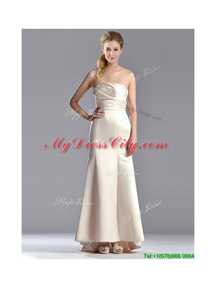 Cheap Off White Column Strapless Vintage Mother  Dress with Brush Train