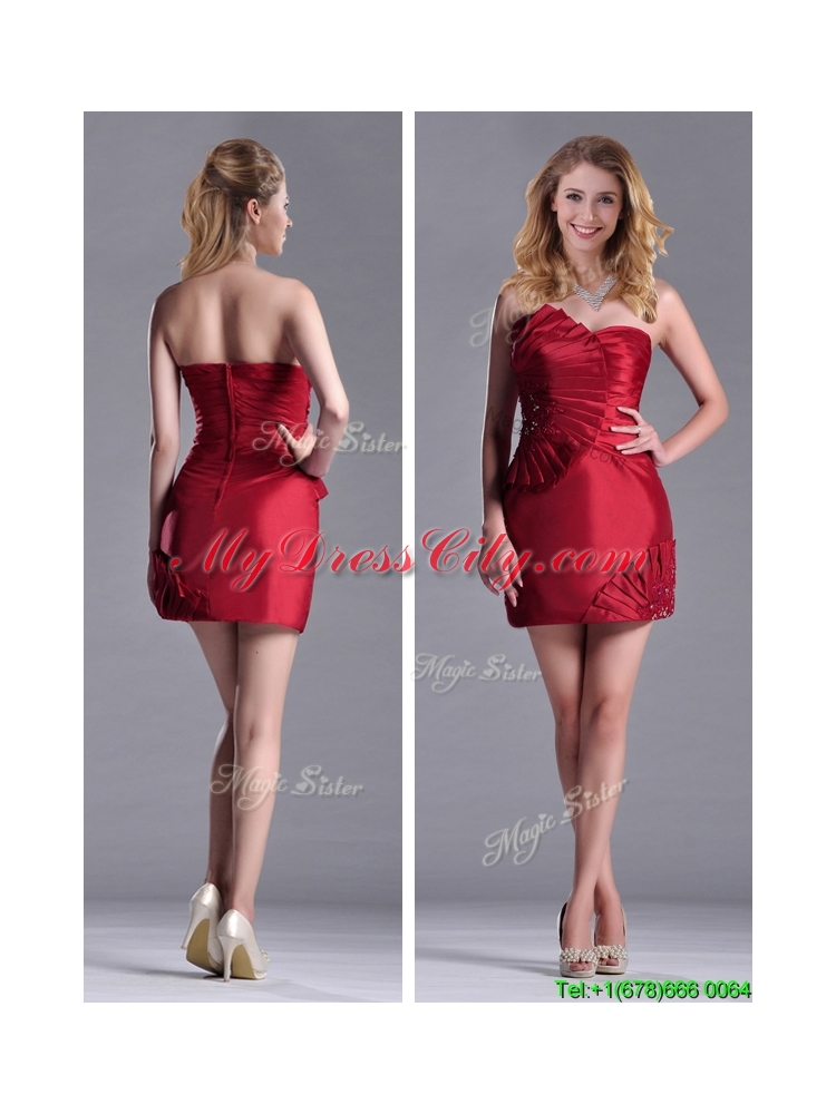 Best Selling Column Wine Red Prom Dress with Asymmetrical Neckline