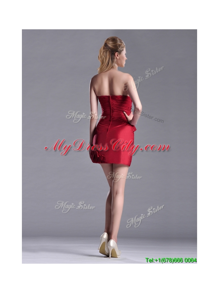 Best Selling Column Wine Red Prom Dress with Asymmetrical Neckline