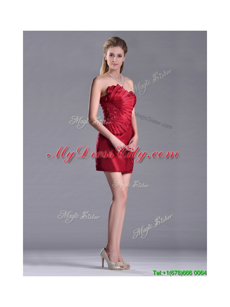 Best Selling Column Wine Red Prom Dress with Asymmetrical Neckline
