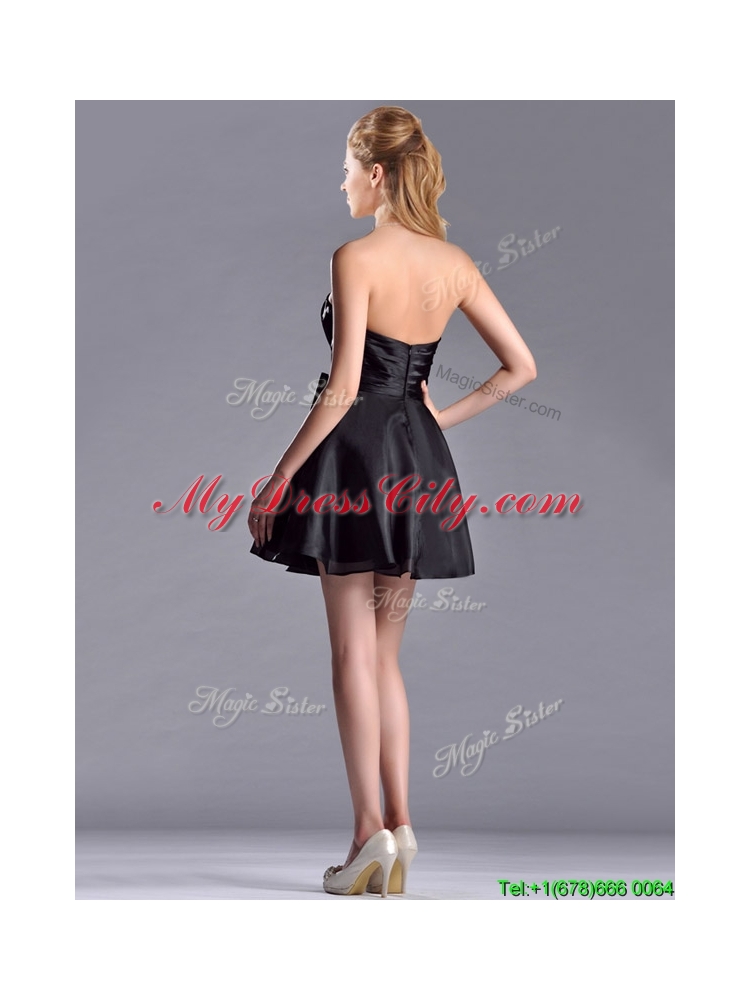 New Exquisite Bowknot Organza Short Bridesmaid Dress with Zipper Up