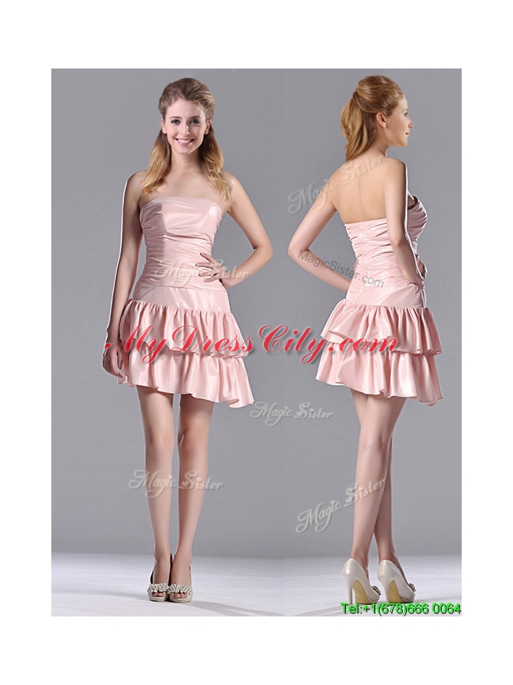 New Low Price Ruffled Layers Short Bridesmaid Dress in Asymmetrical