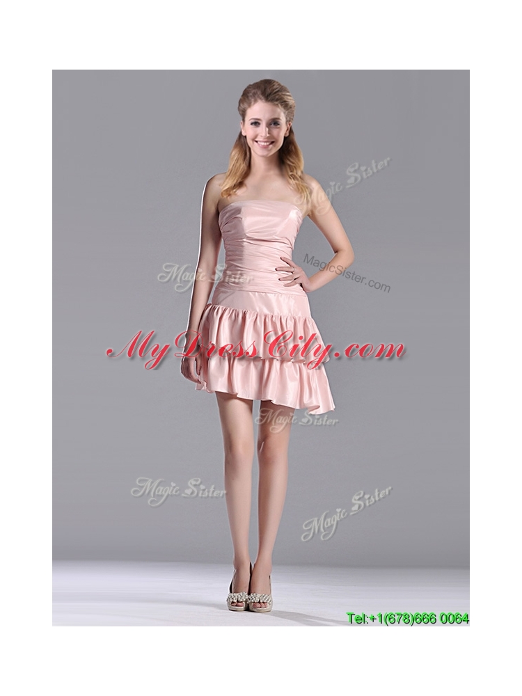 New Low Price Ruffled Layers Short Bridesmaid Dress in Asymmetrical