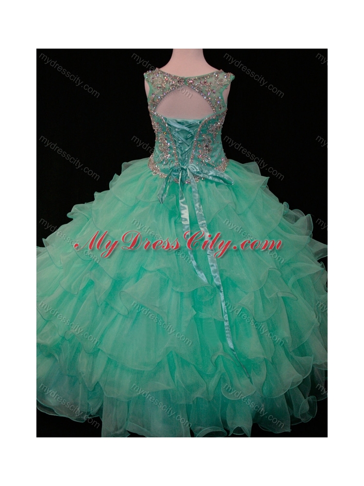 New Arrivals Mint Scoop Mini Quinceanera Dress with Beading and Ruffled Layers