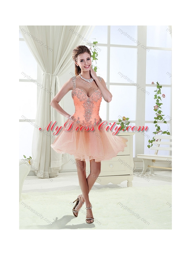 Exclusive See Through Back Beaded Detachable 2016 Quinceanera Dresses  with Straps