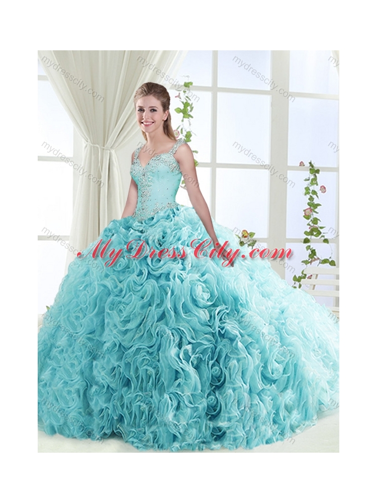 Exclusive See Through Back Beaded Detachable 2016 Quinceanera Dresses  with Straps