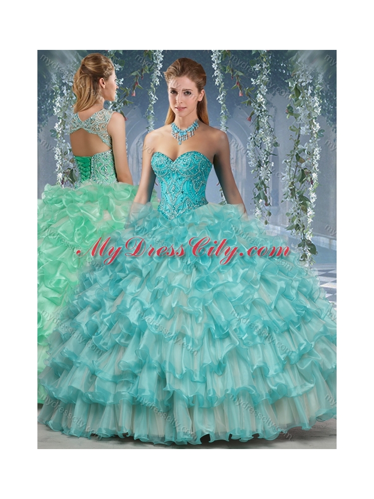 Lovely Big 2016 Quinceanera Dresses with Beading and Ruffles