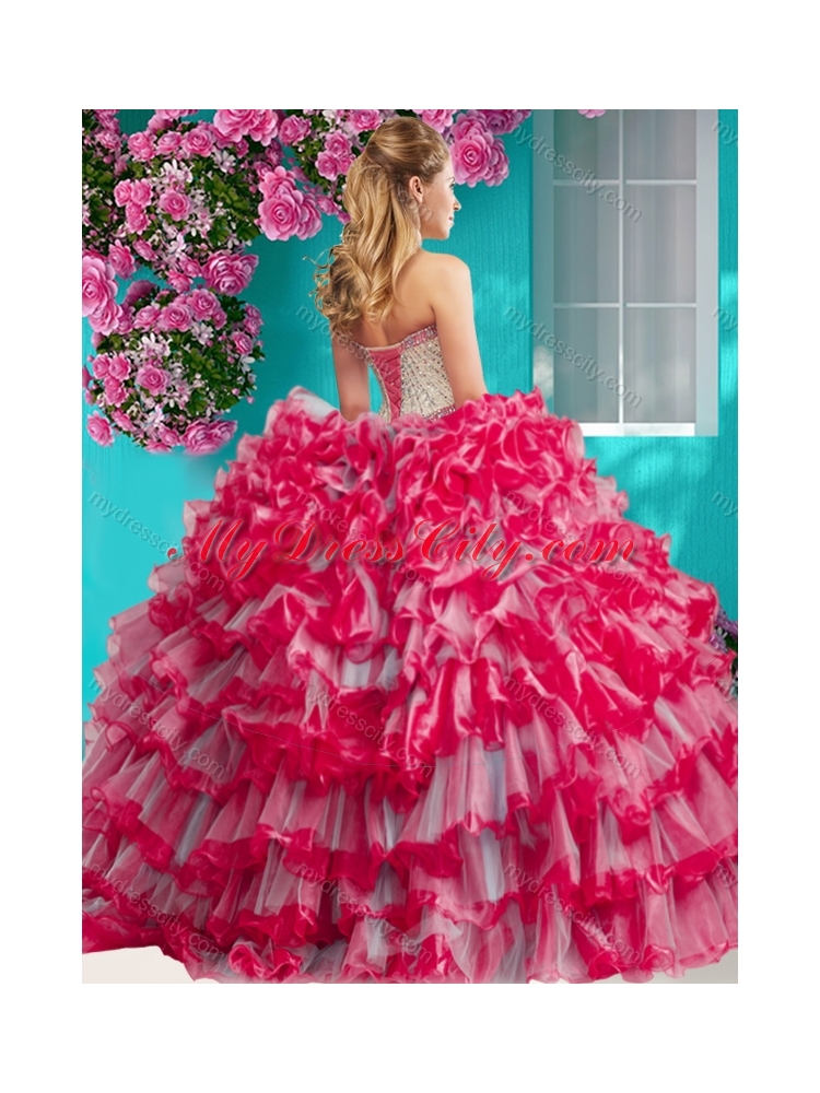 Romantic Beaded and Ruffled Layers Quinceanera Dress with Really Puffy