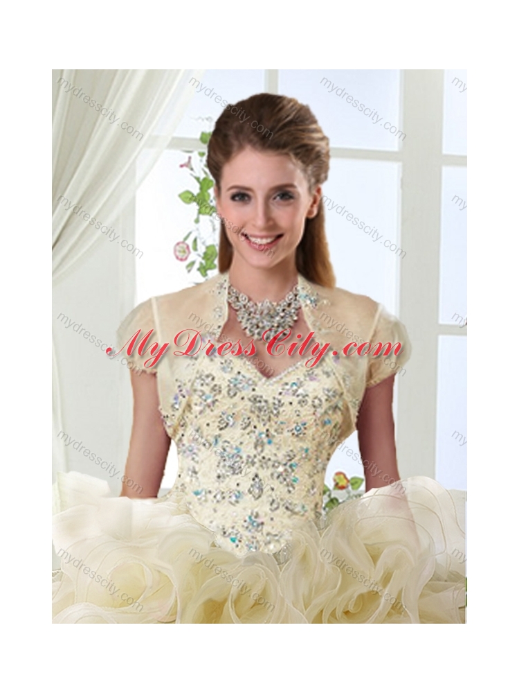 Decent Rolling Flowers Really Puffy Detachable Quinceanera Skirts with Beading
