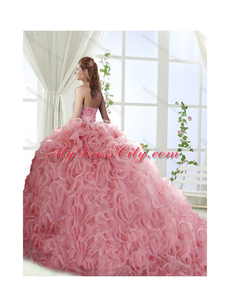 Decent Rolling Flowers Really Puffy Detachable Quinceanera Skirts with Beading