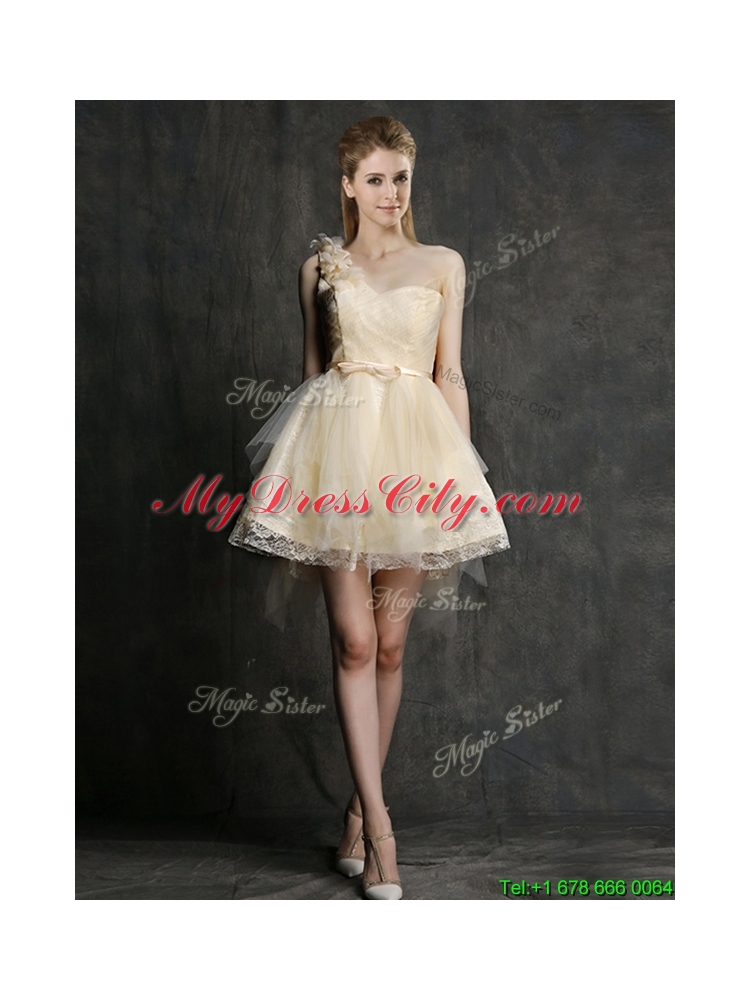 2016 Hot Sale Mini Length Tulle Bridesmaid Dress with Belt