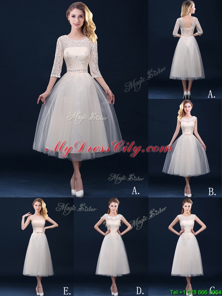 2016 Low Price Strapless Belt Champagne Long Prom Dress in Tulle