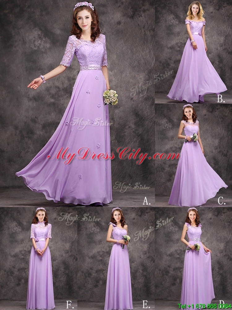 Beautiful Empire Scoop Laced Decorated Bodice Prom Dress in Lavender