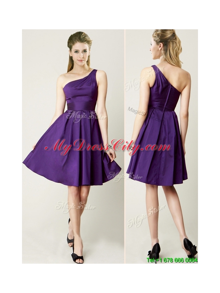 Beautiful One Shoulder Purple Short Prom Dress for Summer