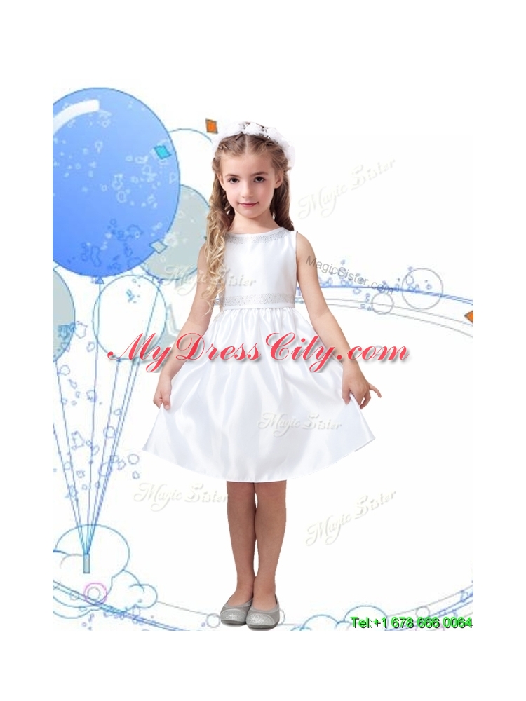 New Style Beaded Scoop Little Girl Pageant Dress in Knee Length