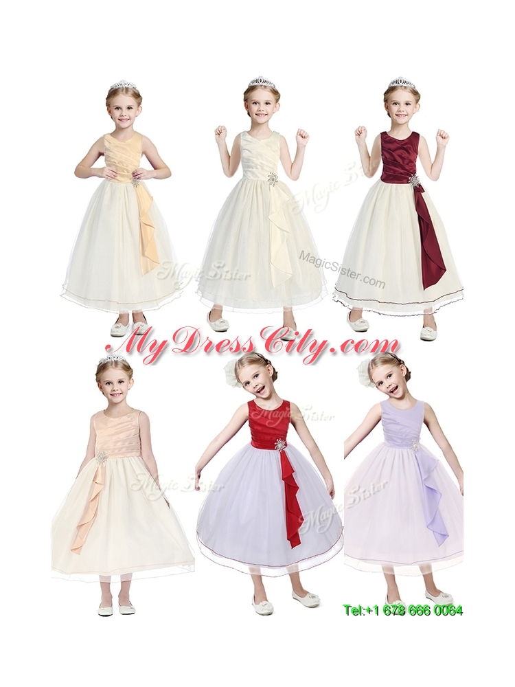 New Arrivals Scoop Tulle Flower Girl Dress with Beading