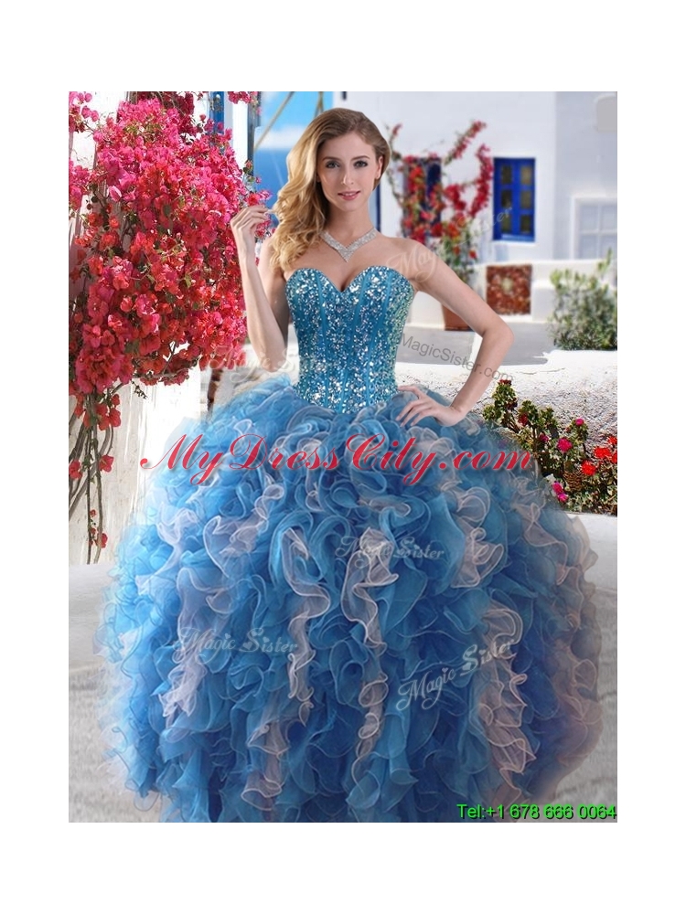 2016 Perfect Visible Boning Beaded and Ruffled Quinceanera Gown in Organza