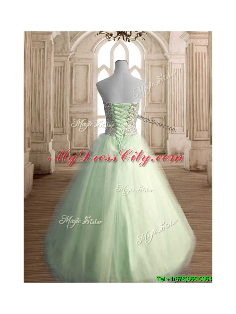Classical Beaded Bodice Tulle Quinceanera Dress in Apple Green