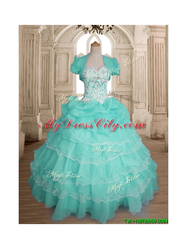 Comfortable Beaded and Ruffled Layers Sweet 16 Dress in Organza