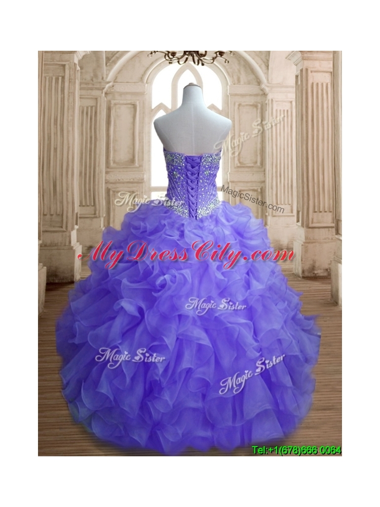 Romantic Organza Beading and Ruffles Quinceanera Dress in Lavender