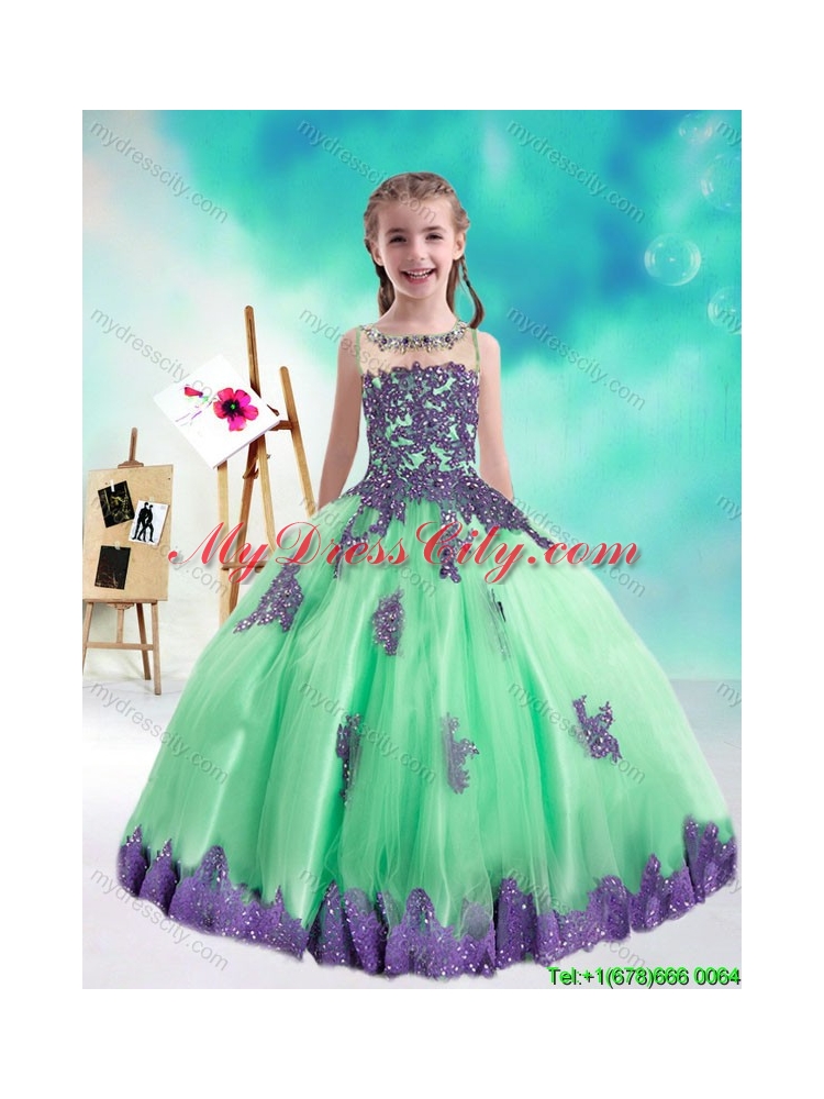 Sweet Multi Color Little Girl Pageant Dresses with Appliques and Beading