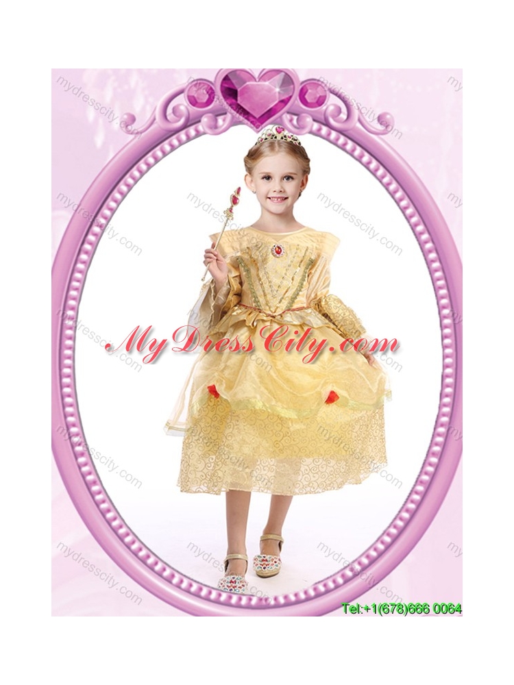Halloween Long Sleeves Zipper Up Little Girl Pageant Dress in Organza and Sequins