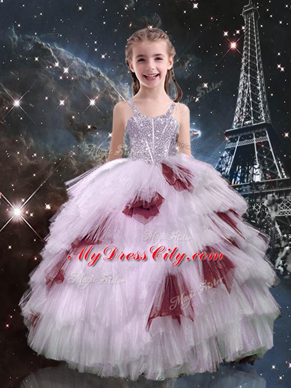 Dazzling Multi-color Organza Lace Up Sweetheart Sleeveless Floor Length Quinceanera Gowns Beading and Ruffled Layers